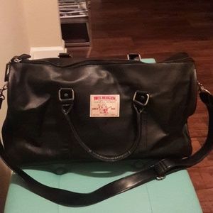 Black Leather "True Religion" Travel Bag